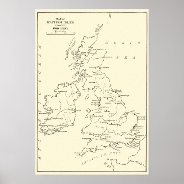 Map of Britain | Health Resorts Poster (Front)