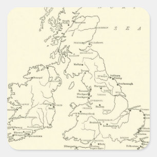 Map of Britain   Health Resorts Square Sticker