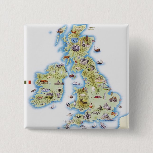 Map of British Isles 15 Cm Square Badge (Front)