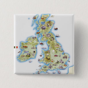 Map of British Isles 15 Cm Square Badge