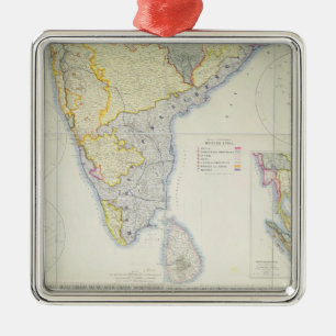 Map of British Southern India, 1872 Metal Tree Decoration