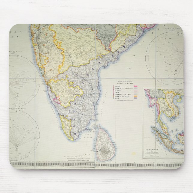 Map of British Southern India, 1872 Mouse Mat (Front)