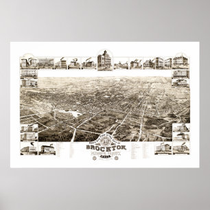 Map of Brockton, Massachusetts in 1882 Poster