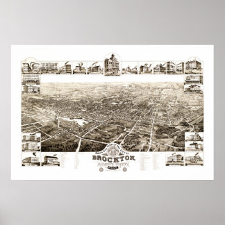 Map of Brockton, Massachusetts in 1882 Poster