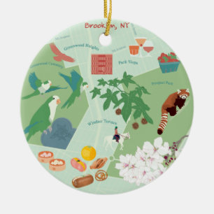 Map of Brooklyn Customisable Two-sided Ceramic Tree Decoration