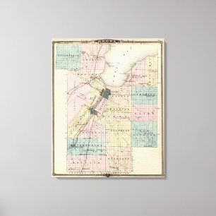 Map of Brown County, State of Wisconsin Canvas Print
