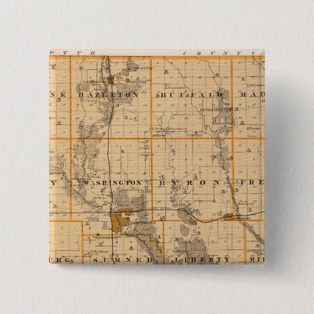 Map of Buchanan County, State of Iowa 15 Cm Square Badge (Front)