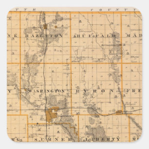 Map of Buchanan County, State of Iowa Square Sticker