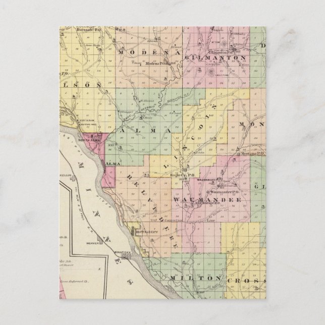 Map of Buffalo County and Village of Alma Postcard (Front)