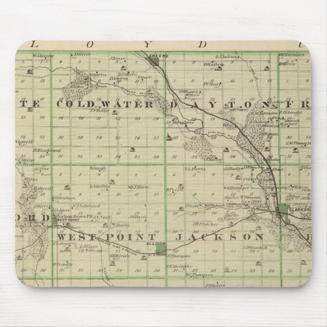Map of Butler County, State of Iowa Mouse Mat (Front)