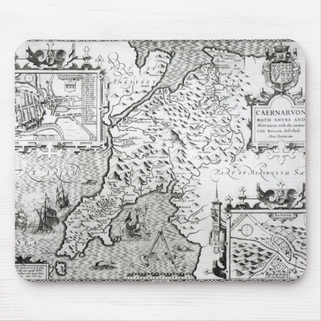 Map of Caernarvon, 1616 Mouse Mat (Front)