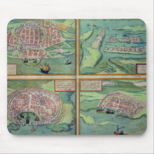 Map of Calais, Malta, Rhodes, and Famagusta, from Mouse Mat