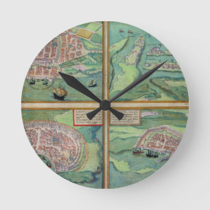 Map of Calais, Malta, Rhodes, and Famagusta, from Round Clock