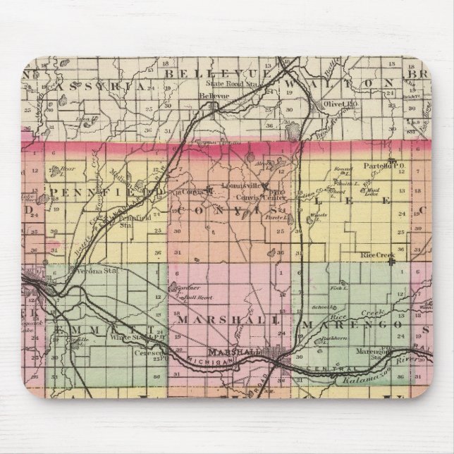 Map of Calhoun County, Michigan Mouse Mat (Front)