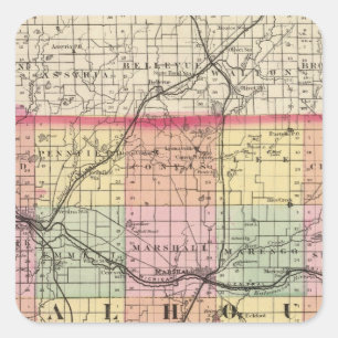 Map of Calhoun County, Michigan Square Sticker