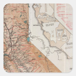 Map of California 2 Square Sticker