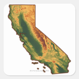Map of California 2 Square Sticker