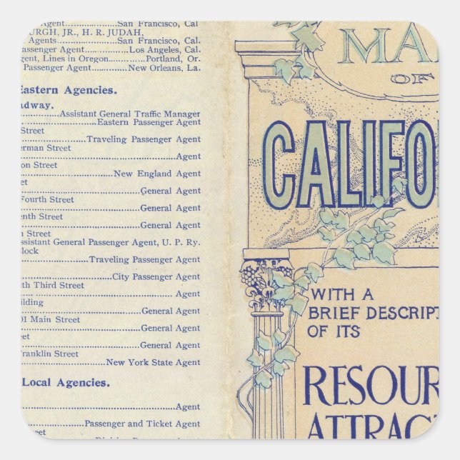 Map of California 2 Square Sticker (Front)