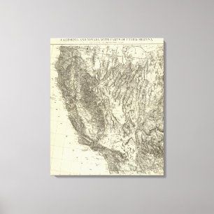Map of California and Nevada Canvas Print