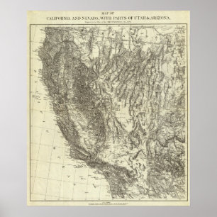 Map of California and Nevada Poster