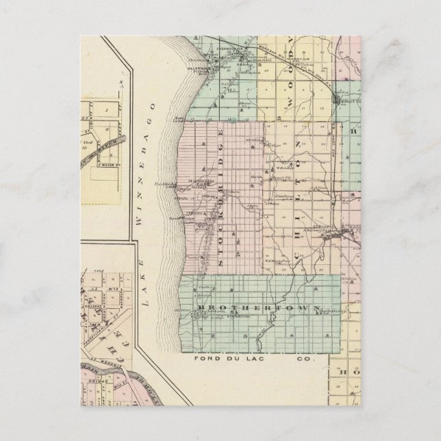 Map of Calumet County, State of Wisconsin Postcard (Front)