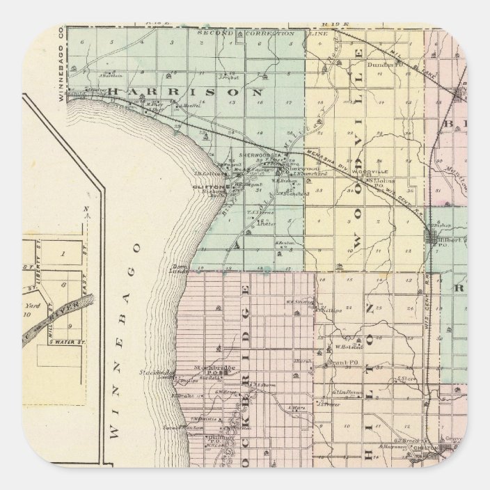 Map of Calumet County, State of Wisconsin Square Sticker | Zazzle.co.uk