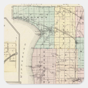 Map of Calumet County, State of Wisconsin Square Sticker