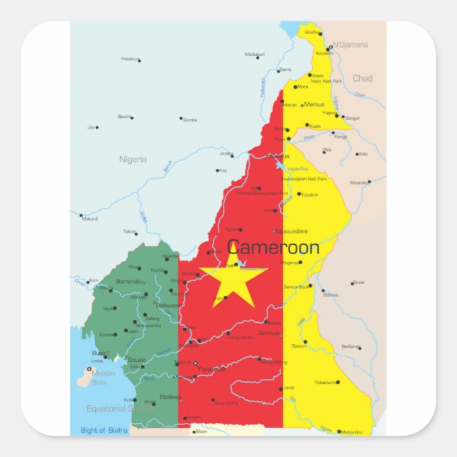 Map Of Cameroon Stickers (Front)
