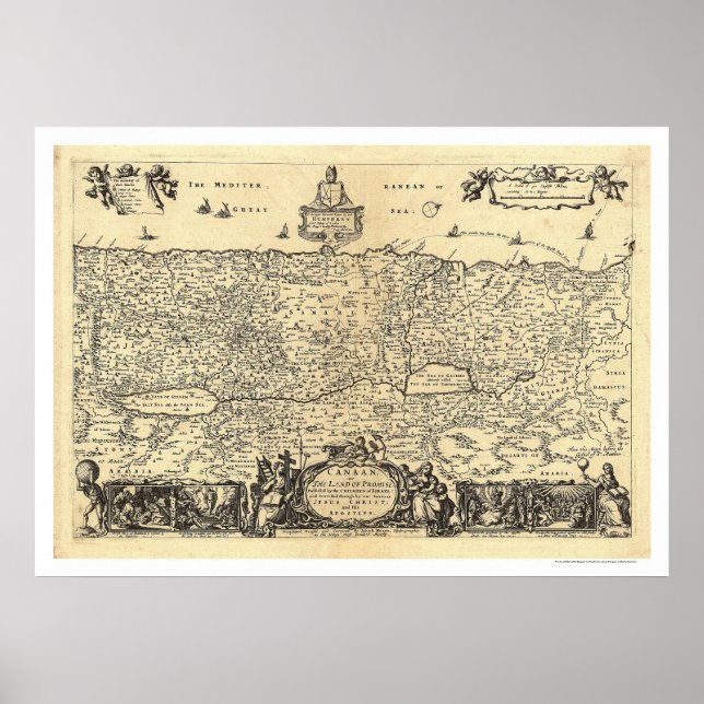 Map of Canaan The Land of Promise By Moxon 1680 Poster (Front)