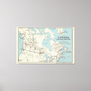 Map of Canada - Canada Air Mail Routes Canvas Print