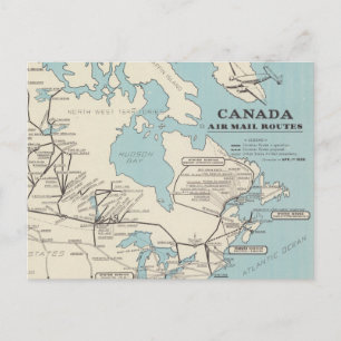 Map of Canada - Canada Air Mail Routes Postcard