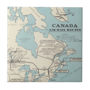 Map of Canada - Canada Air Mail Routes Tile