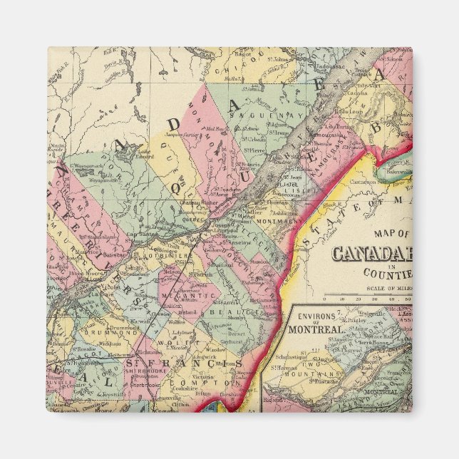 Map Of Canada East In Counties Magnet (Front)