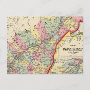 Map Of Canada East In Counties Postcard