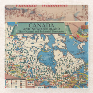 Map of Canada - Natural and Industrial Resources Glass Coaster
