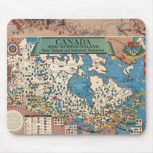 Map of Canada - Natural and Industrial Resources Mouse Mat (Front)