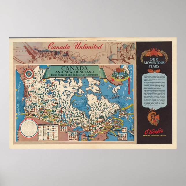 Map of Canada - Natural and Industrial Resources Poster (Front)