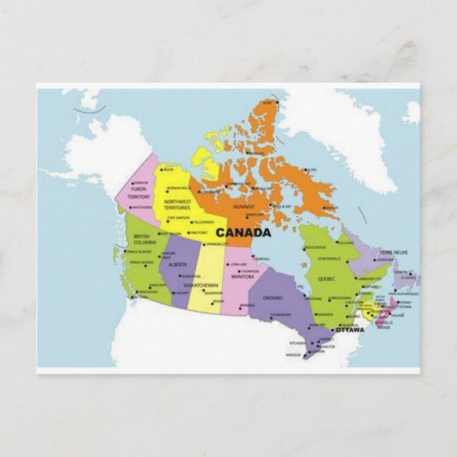 Map of Canada Postcard   (Front)