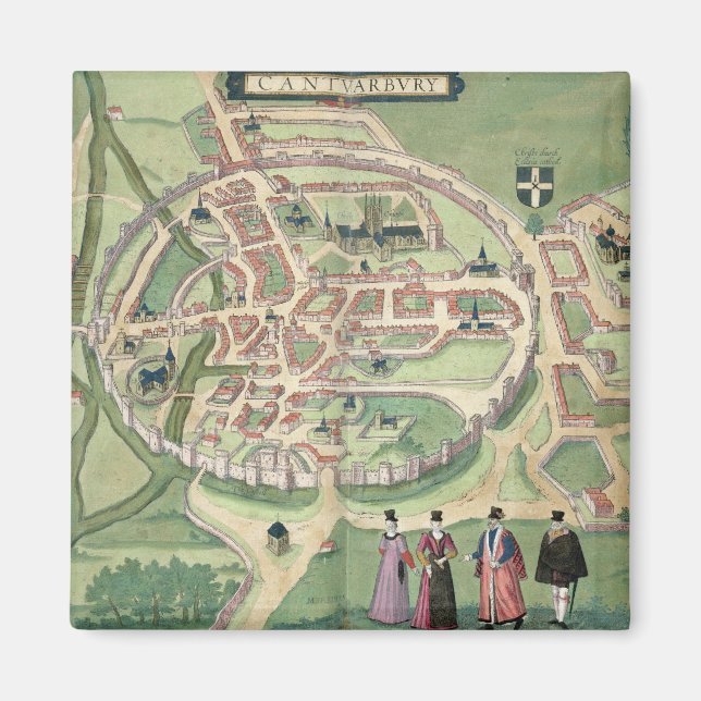 Map of Canterbury, from 'Civitates Orbis Terrarum' Magnet (Front)