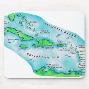Map of Caribbean Islands Mouse Mat