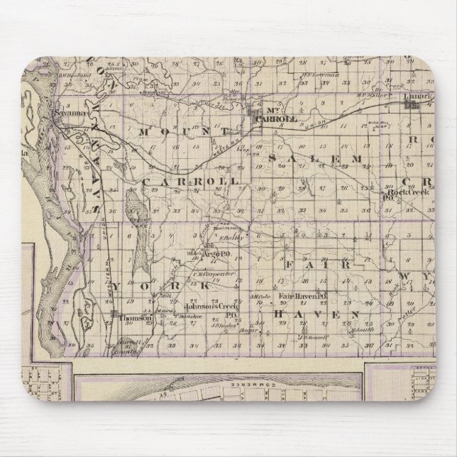 Map of Carroll County, Mt Carroll Mouse Mat (Front)
