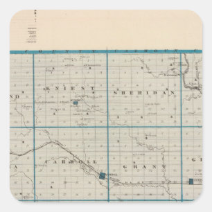 Map of Carroll County, State of Iowa Square Sticker