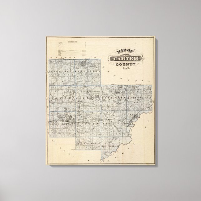 Map of Carver County, Minnesota Canvas Print (Front)