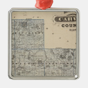 Map of Carver County, Minnesota Metal Tree Decoration