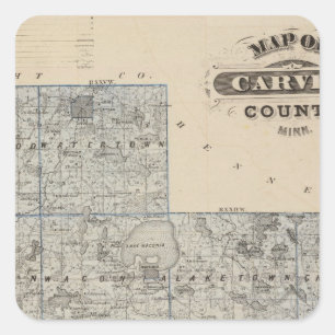 Map of Carver County, Minnesota Square Sticker