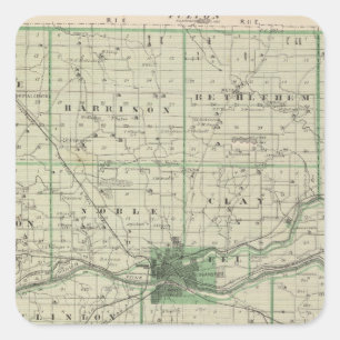 Map of Cass County Square Sticker