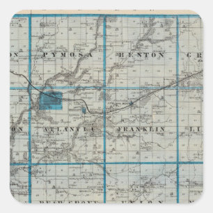 Map of Cass County, State of Iowa Square Sticker