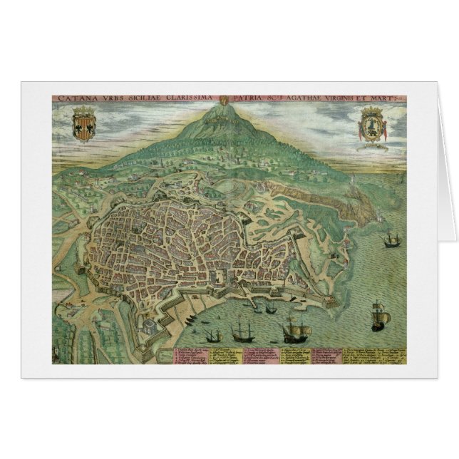 Map of Catania, from 'Civitates Orbis Terrarum' by (Front Horizontal)