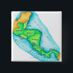 Map of Central America 15 Cm Square Badge<br><div class="desc">Asset ID: wov021 / Jennifer Thermes / Map of Central America Central America (Spanish : América Central or Centroamérica ) is the central geographic region of the Americas . It is the southernmost, isthmian portion of the North American continent , which connects with South America on the southeast. When considered...</div>