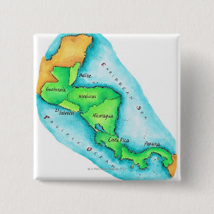 Map of Central America 15 Cm Square Badge